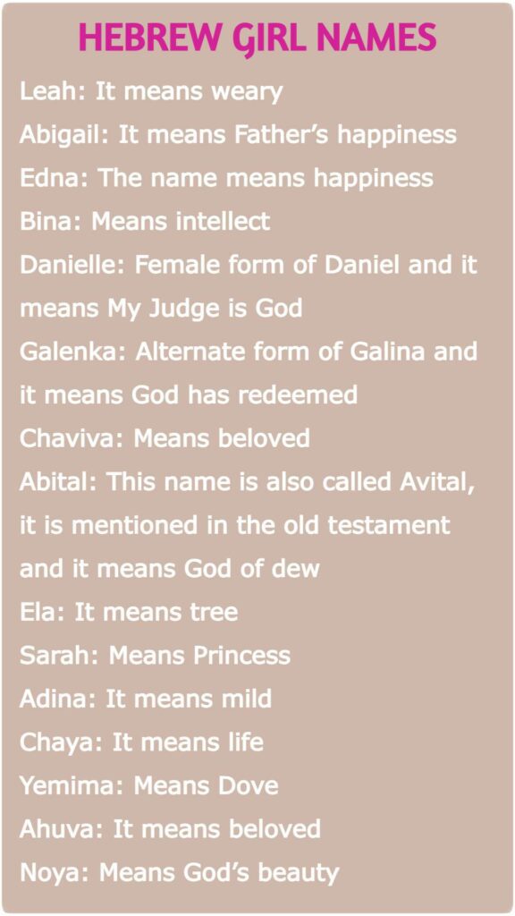 hebrew girl names