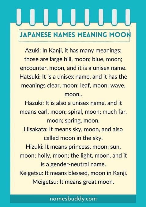 Japanese names meaning moon