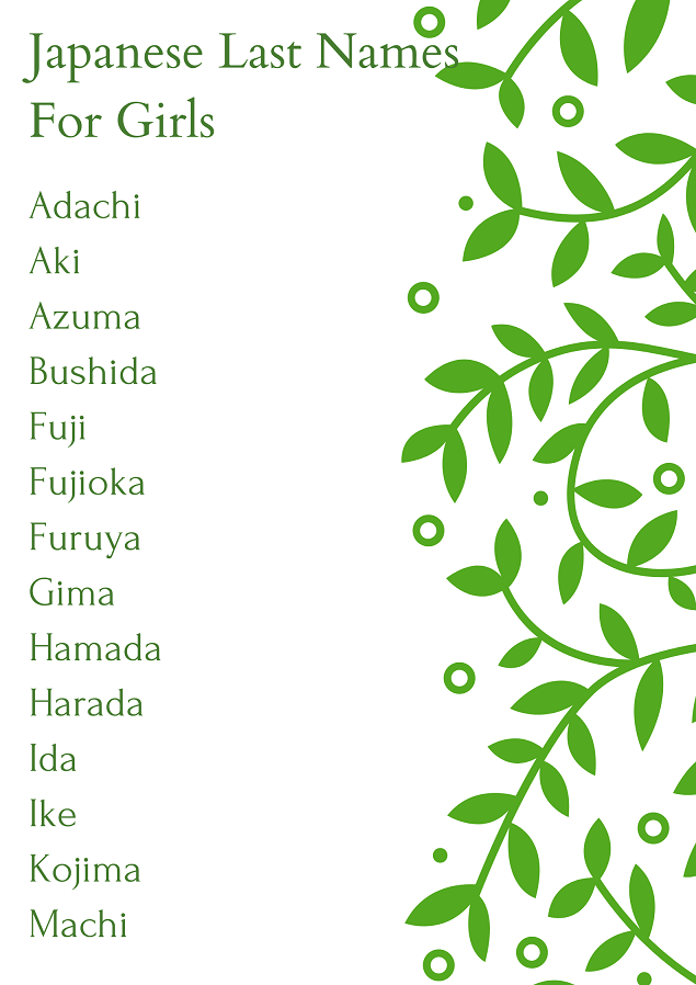 Japanese last names for girls