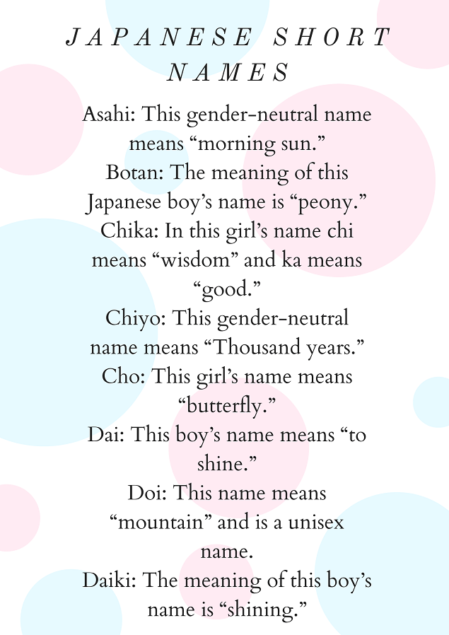 short Japanese names