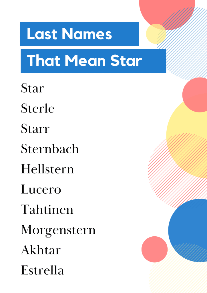 Last Names That Mean Star