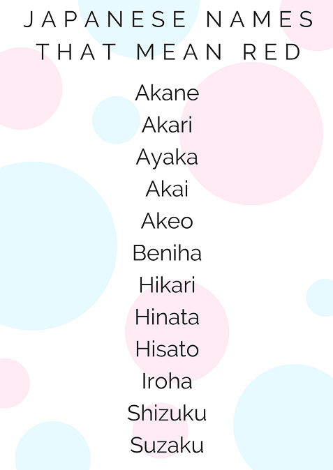 Japanese names that mean red