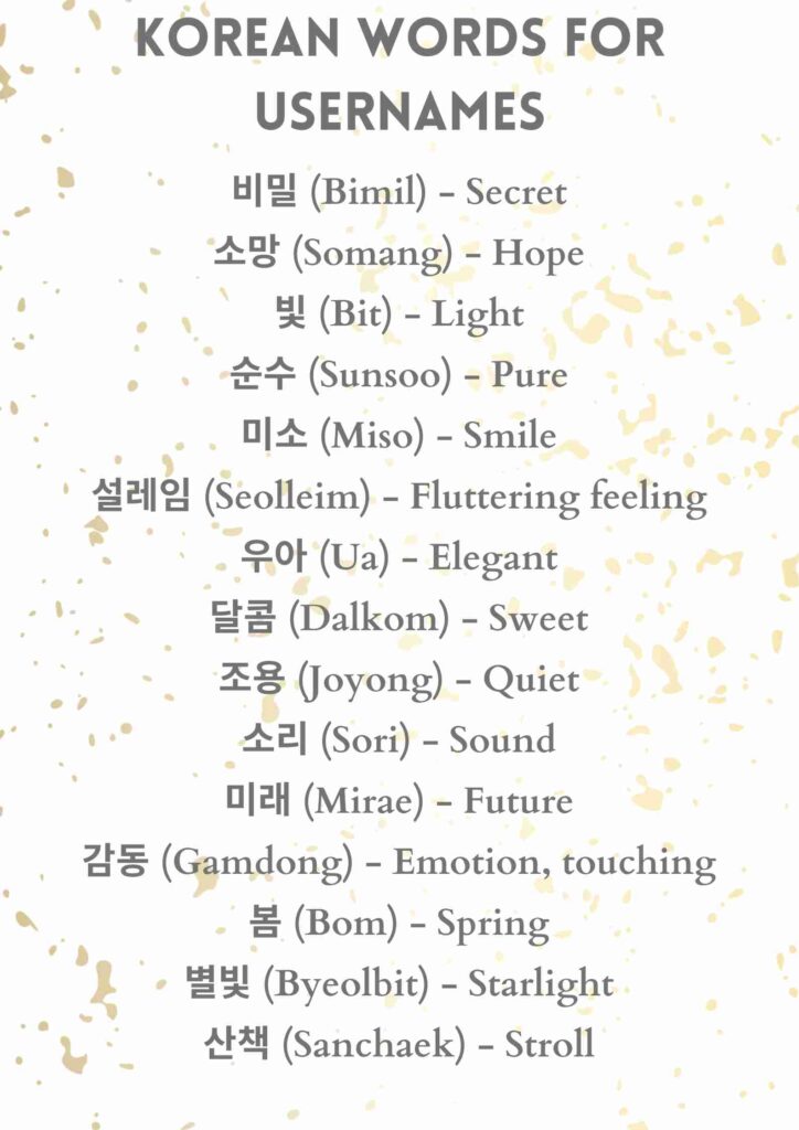 Korean Words For Usernames