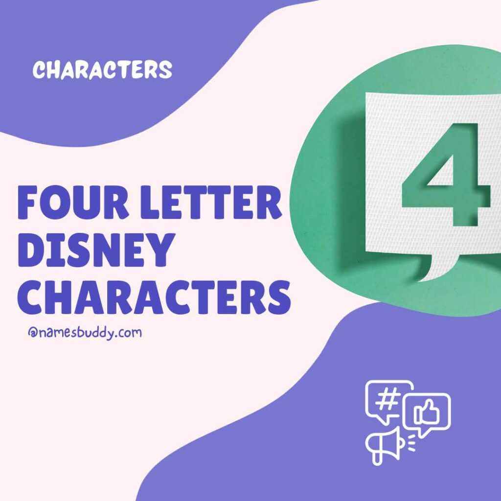 4 letter Disney characters